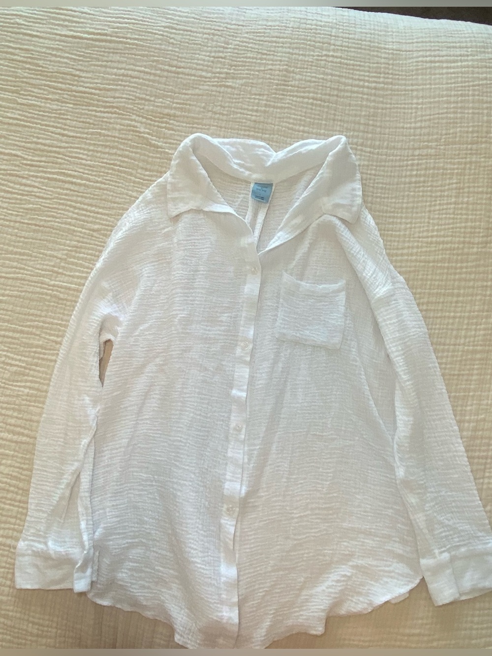 Shade & Shore White Gauze Swim Cover Up Shirt Dress Large